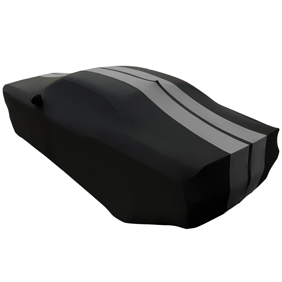 2008-2023 Dodge Challenger Ultraguard Stretch Satin Indoor Car Cover : Sport Series - Black with Gray Stripes