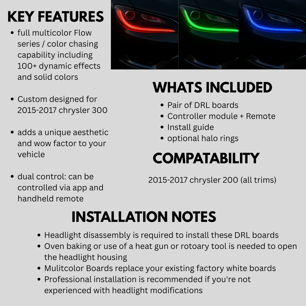Chrysler 200 Flow Series DRL Boards (2015-2017)