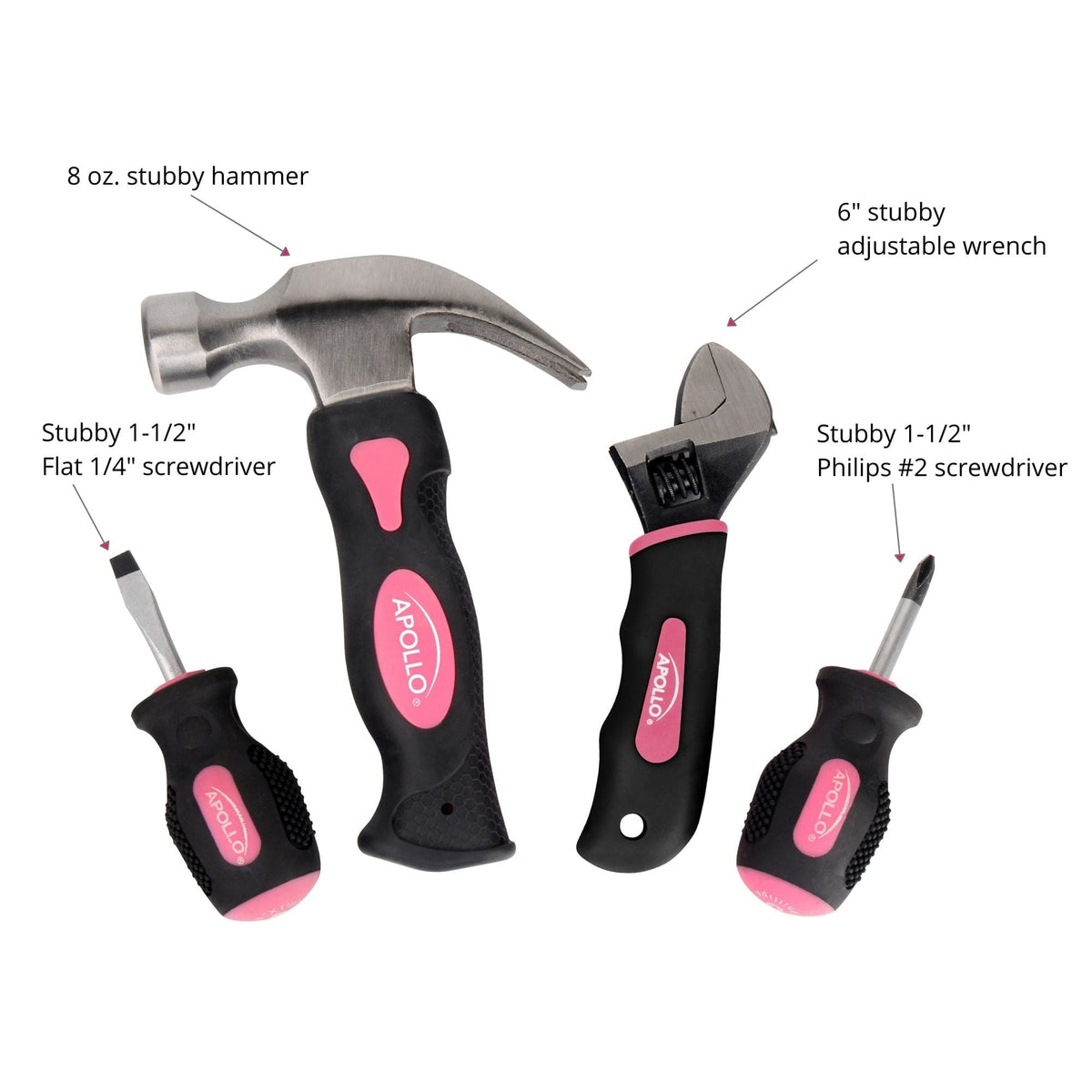 Four Piece Stubby Tool Set - Pink- DT0240P