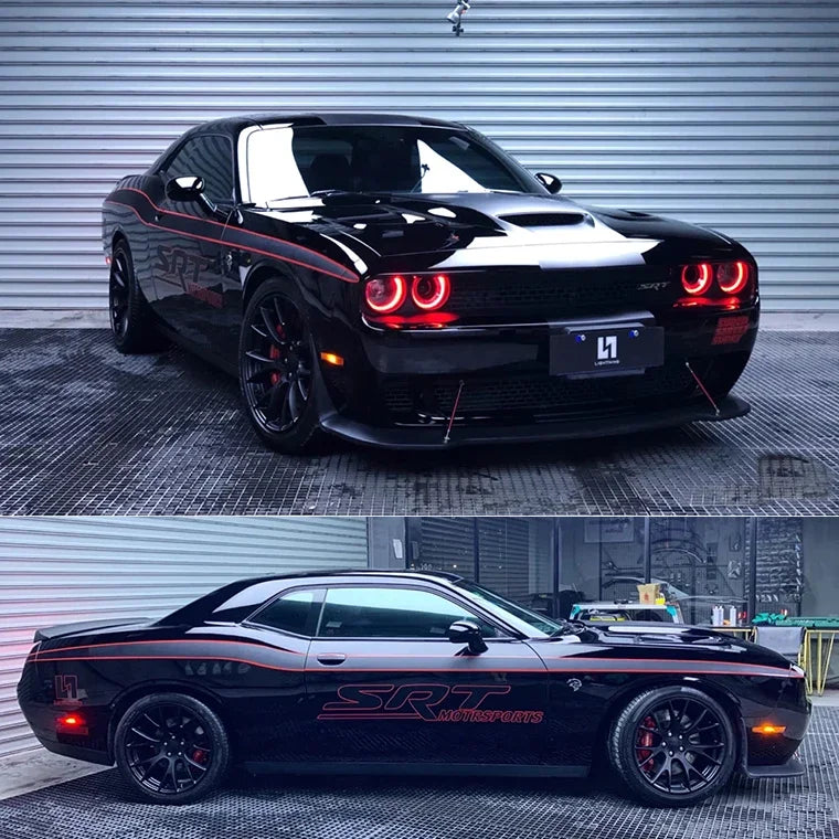 Dodge Challenger SRT Custom Body & Hood Sport Decal Film Kit – Full Coverage Door, Waist Line & Hood Graphic-0