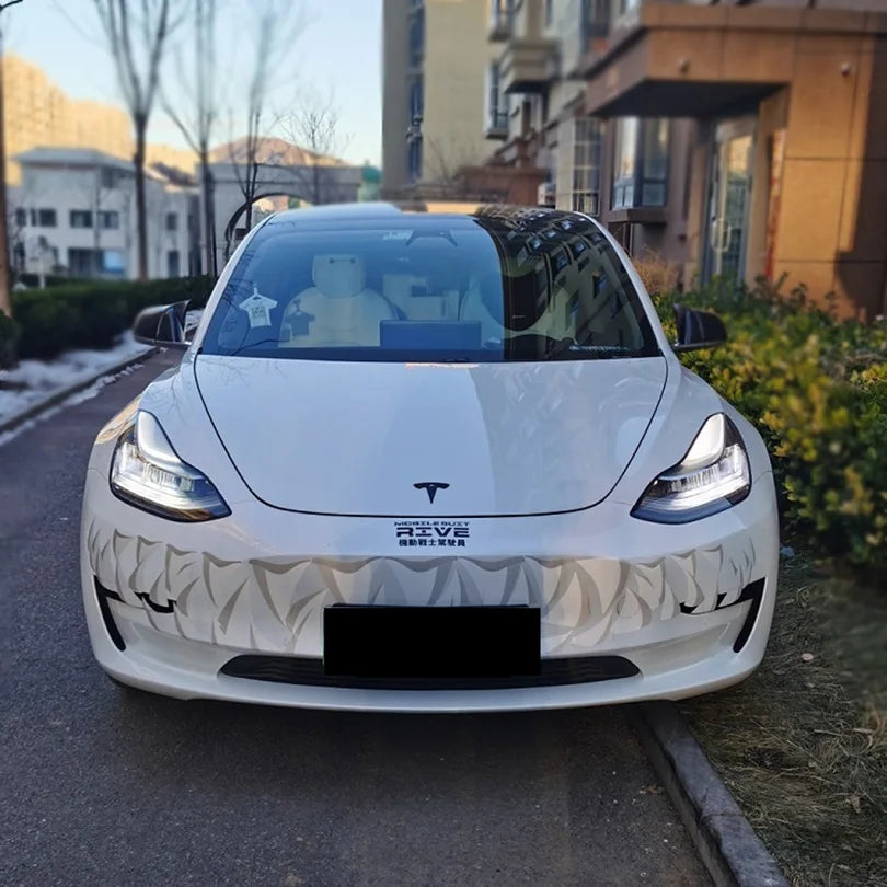 Shark Teeth Front Grille Decal for Tesla Model 3 & Model Y | Venom-Style Vinyl Graphics-2
