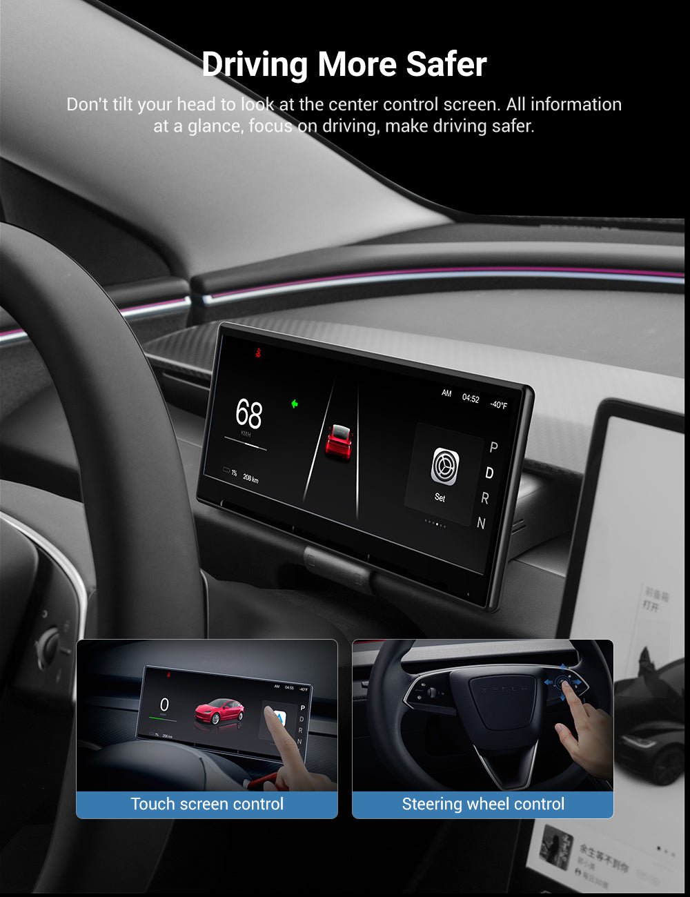 TESERY F9 Pro Screen Dashboard Display With Carplay & Android Auto for Model 3 / Model Y